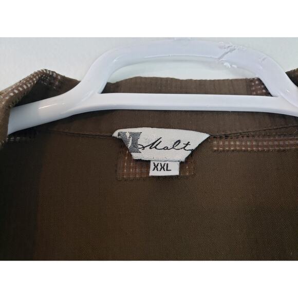 (J5) Vintage Maltos Men's Shirt Size XXL Button Down Embroidery Brown Sheer - Picture 3 of 7